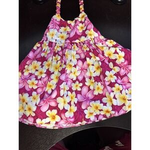 Pacific Legend Dress 3-4 Hawaiian Girls Pink Hibiscus Made In Hawaii EUC A10
